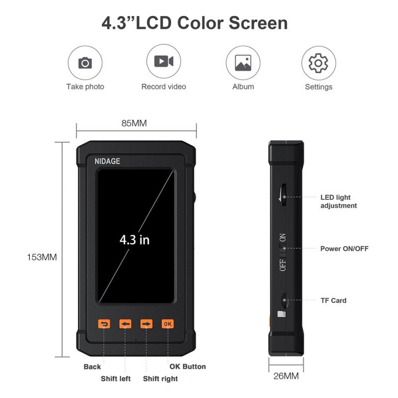 Inšpekčná kamera s LCD displejom EndSc03 - 3,5m / 8mm